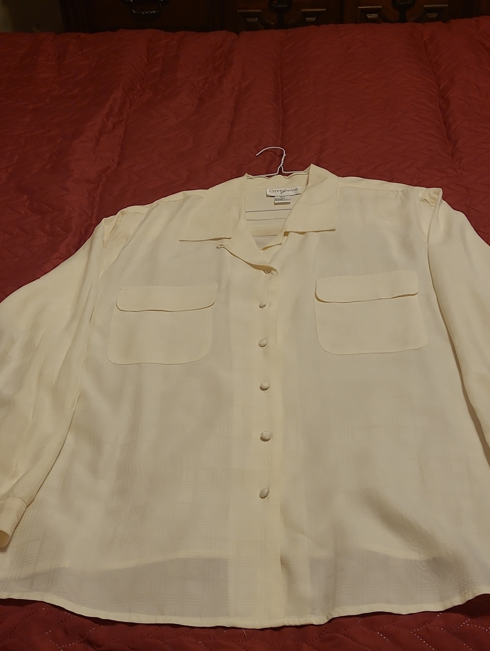 Chico's Ivory Button-Front Pocket Blouse